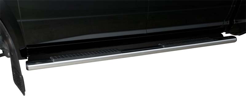 2012 Dodge Ram 2500-3500, Crew Cab 86" Step Bar (5" Oval Mopar Chrome Tubular Side Step Bar) - Black Aluminum Step Board Filler