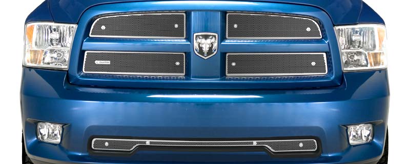 2009-2012 Dodge Ram 1500, With Black Honeycomb Grill, Without Tow Hooks, Bumper Screen Included