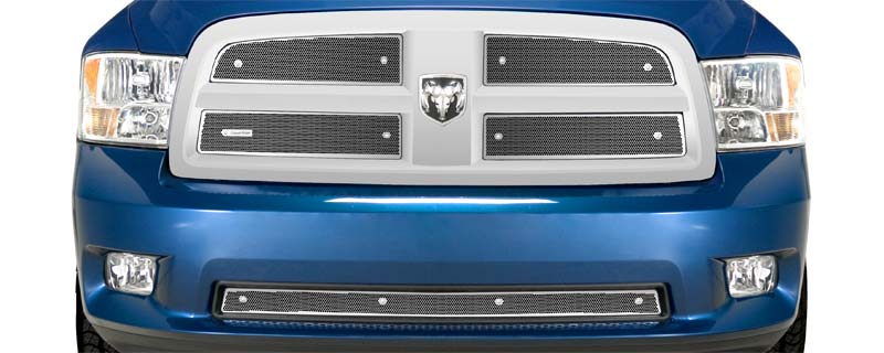 2009-12 Dodge Ram 1500, With Honeycomb Chrome Grill, With Painted Bumper, Bumper Screen Included