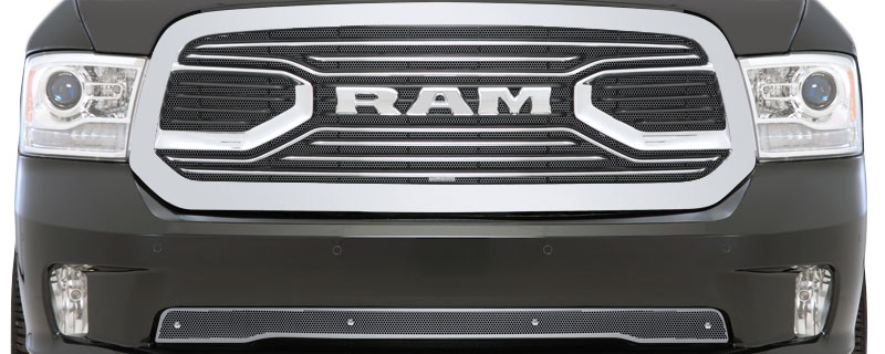 2015-18 Ram 1500 Billet Port Grille with Ram Badge, Upper Screen Only