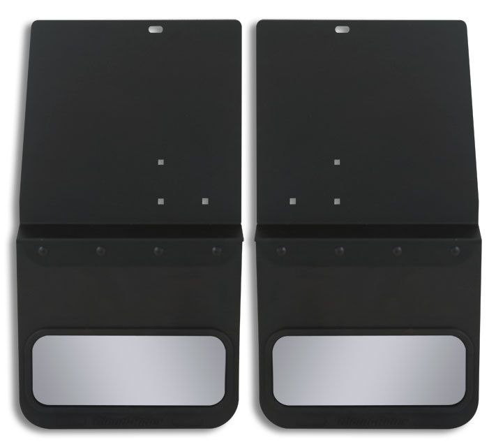 2015-2025 Chevrolet Silverado 2500/3500 Rear Kickback (Single Wheel) - Black Powdercoated Steel, 14" Advantage Flap with Stainless Insert