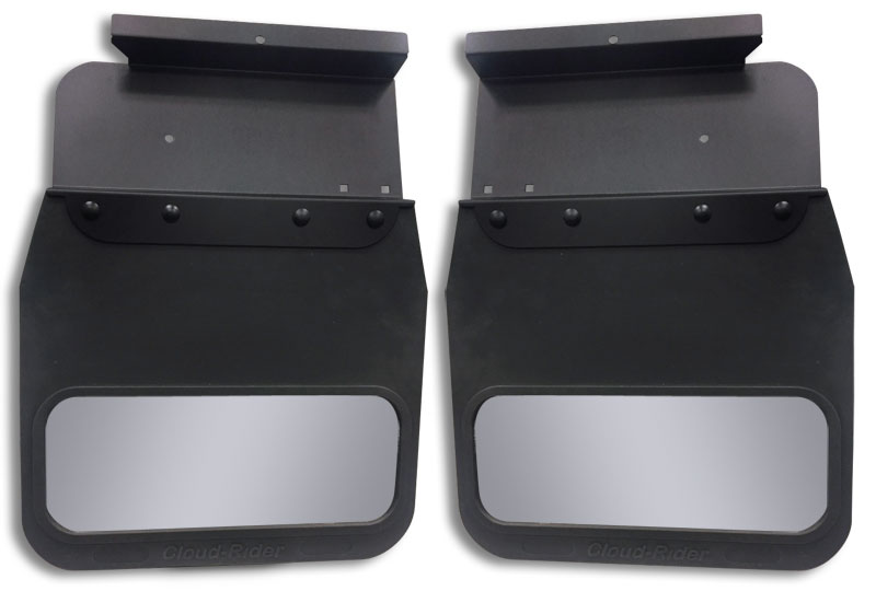 2017-20 Ford F250-350 Super Duty Rear Kickback (Single Wheel) - Black Powdercoated Steel, 14" Advantage Flap with Stainless Insert
