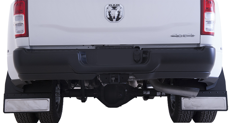 2019-2022 Ram 3500 Dually Kickback - Black Powdercoated Steel, 20" Fusion Flap with Stainless Insert