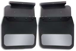 [810-4004R] 2017-20 Ford F250-350 Super Duty Rear Kickback (Single Wheel) - Black Powdercoated Steel, 14" Advantage Flap with Stainless Insert